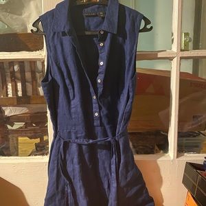 Tahari Blue Button-Down Dress with Tie